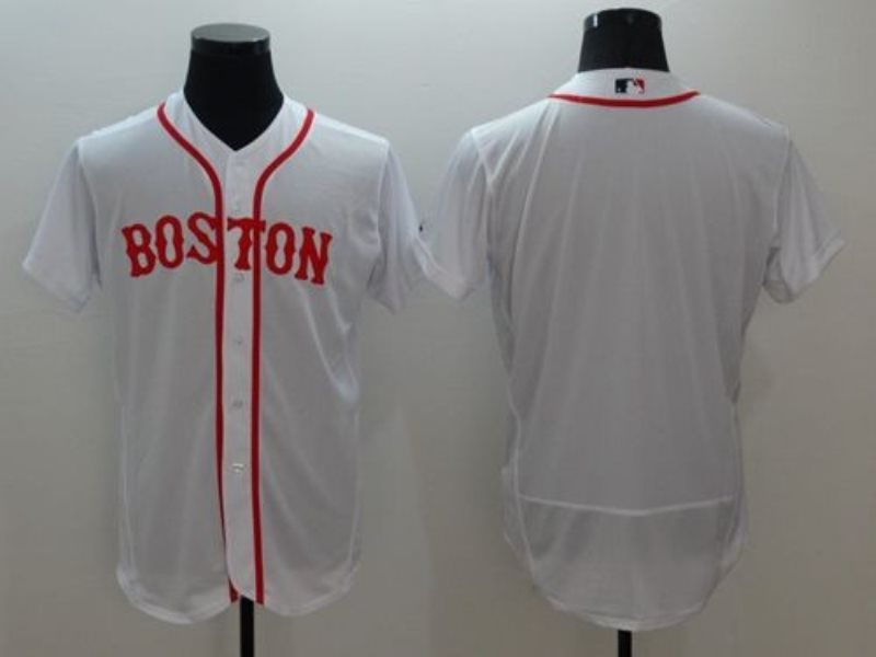 MLB Red Sox Blank White Flexbase Alternate Home Men Jersey