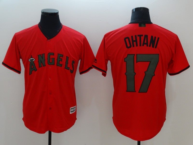MLB Angels 17 Shohei Ohtani Red Flexbase Men Jersey