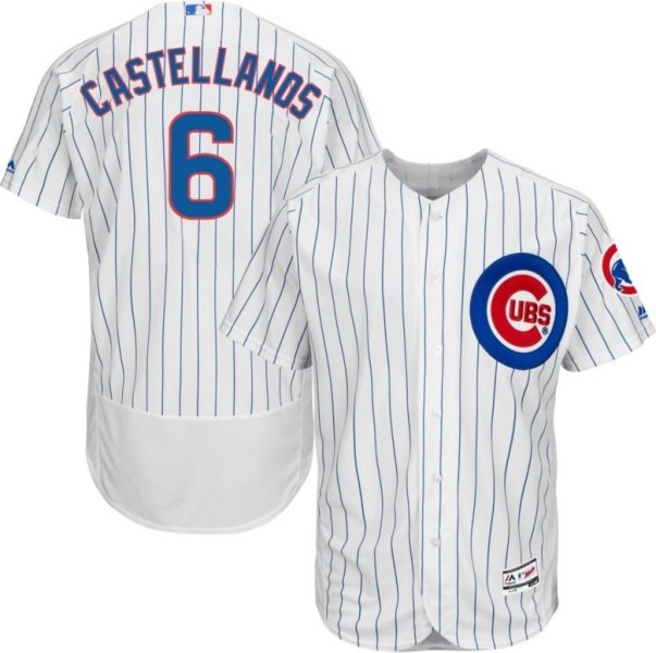 MLB Chicago Cubs 6 Nick Castellanos Flexbase Home White On-Field Men Jersey