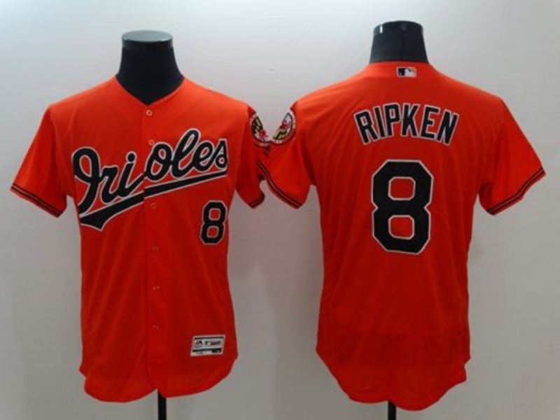 MLB Orioles 8 Cal Ripken Orange Flexbase Men Jersey