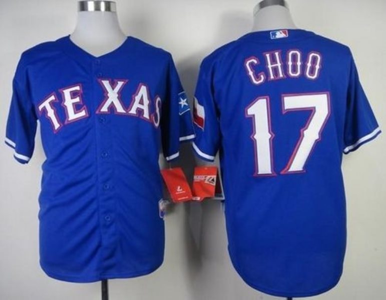 MLB Rangers 17 Shin Soo Choo Blue Cool Base Men Jersey