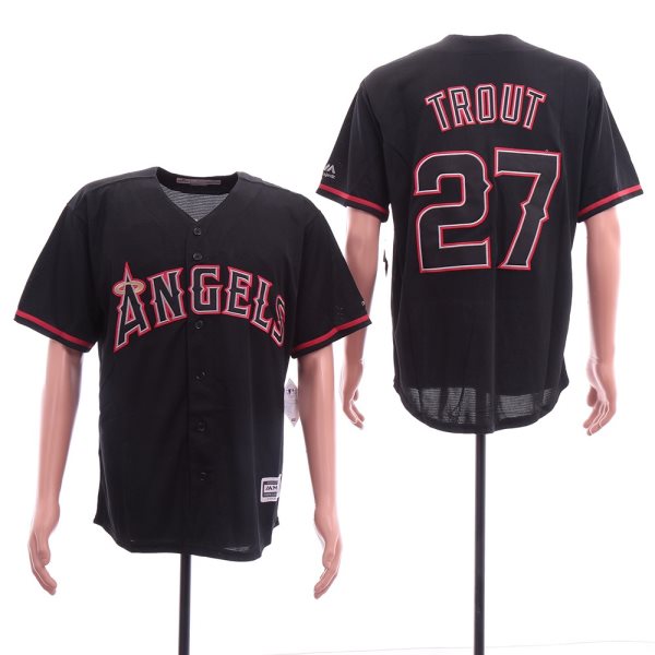 MLB Angels 27 Mike Trout Black New Cool Base Men Jersey