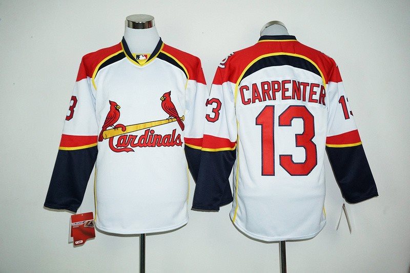 MLB Cardinals 13 Matt Carpenter White Long Sleeve Men Jersey