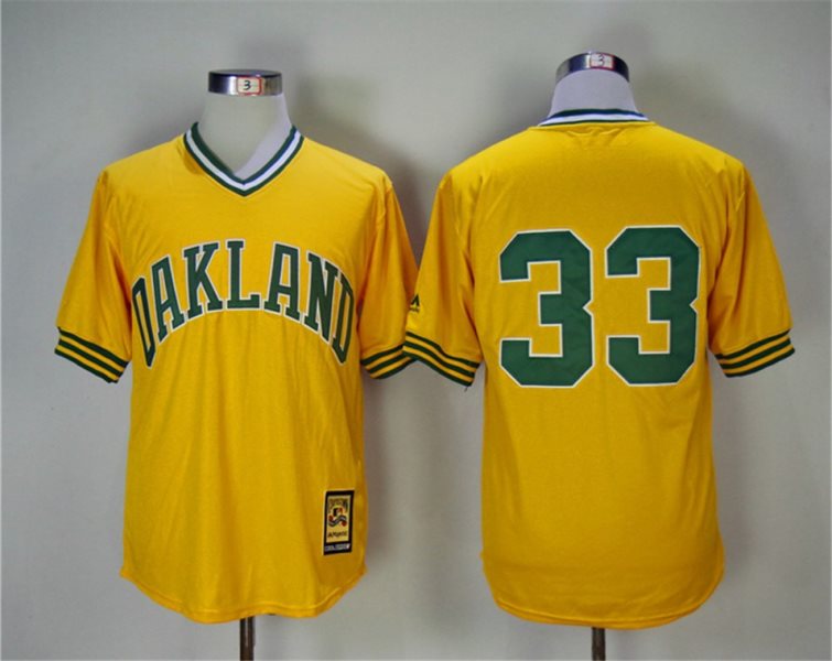 MLB Athletics 33 Jose Canseco Yellow Turn Back The Clock Copperstown Collection Men Jersey