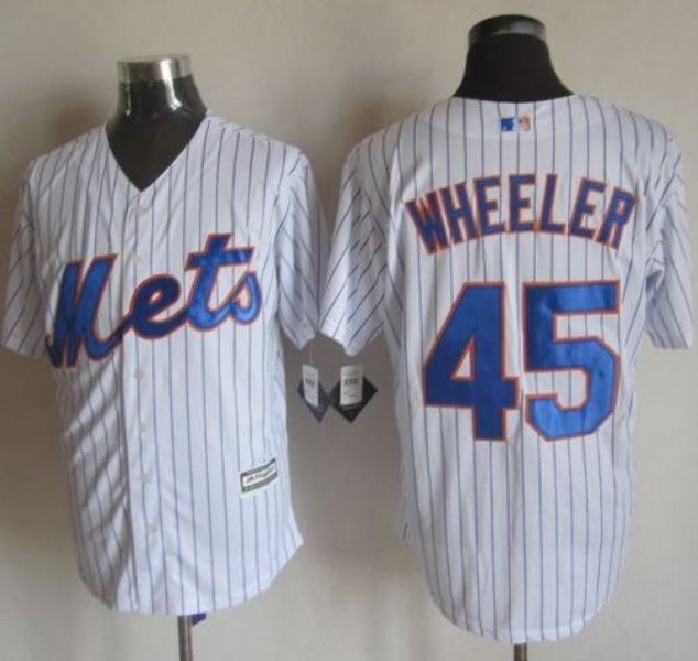 MLB Mets 45 Zack Wheeler White(Blue Strip) New Cool Base Men Jersey
