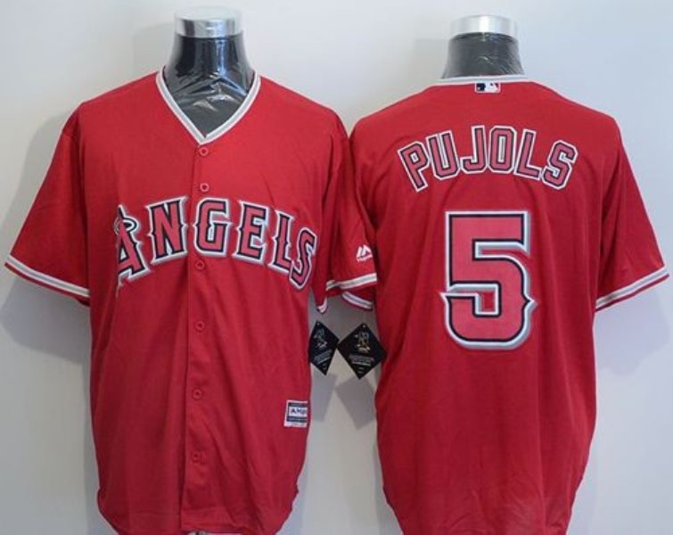 MLB Angels 5 Albert Pujols Red New Cool Base Men Jersey