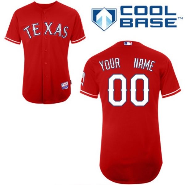 MLB Rangers Red Cool Base Customized Men Jersey