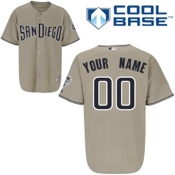 MLB Padres Grey Cool Base Customized Men Jersey