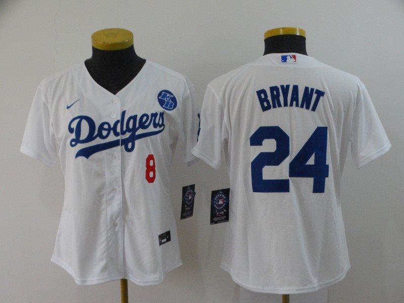 MLB Dodgers 24 Kobe Bryant White 2020 Nike Cool Base Women Jersey