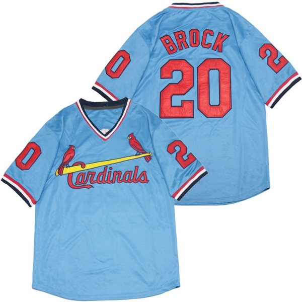 MLB Cardinals 20 Lou Brock Blue Throwback Men Jersey