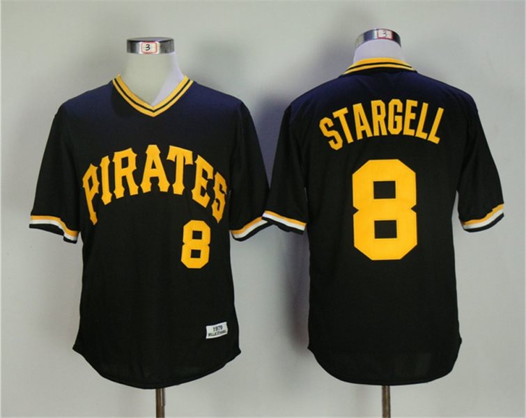 MLB Pirates 8 Willie Stargell Black 1979 Throwback Men Jersey