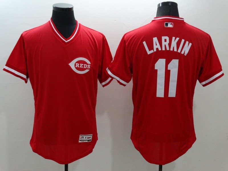 MLB Reds 11 Barry Larkin Red Cooperstown Flexbase Men Jersey