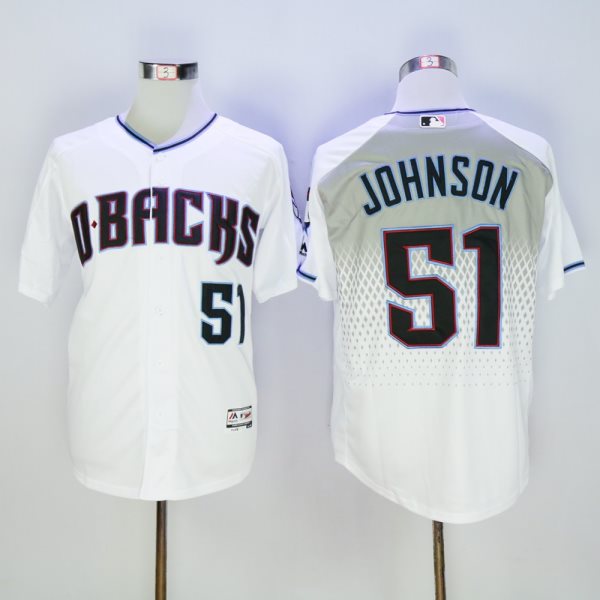 MLB Diamondbacks 51 Randy Johnson White Teal Flexbase Men Jersey