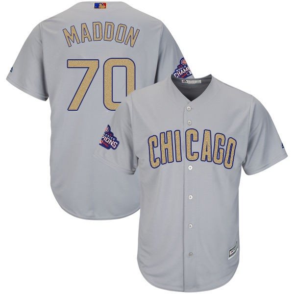 MLB Cubs 70 Joe Maddon World Series Champions Gold Program Cool Base Men Jersey