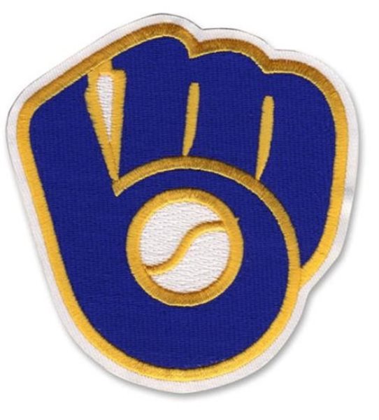 Stitched Baseball Milwaukee Brewers Glove & Ball Retro Logo Patch (White Border)