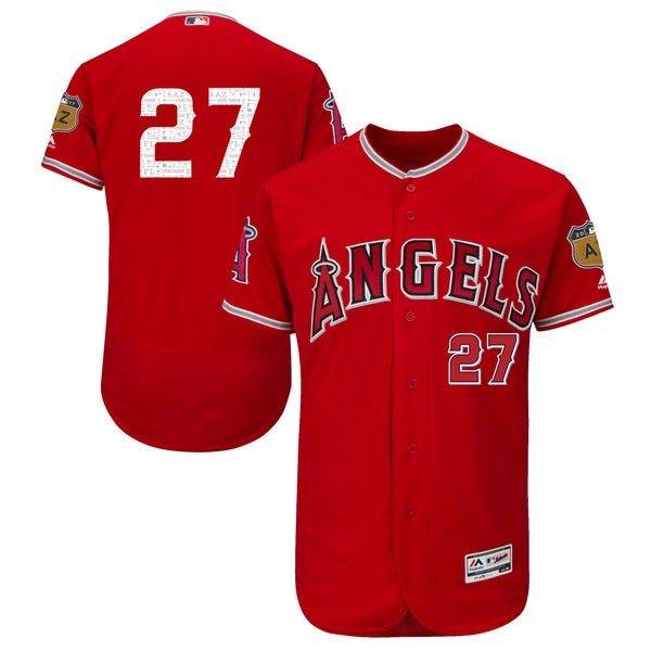 MLB Angels 27 Mike Trout Red 2017 Spring Training Flexbase Men Jersey