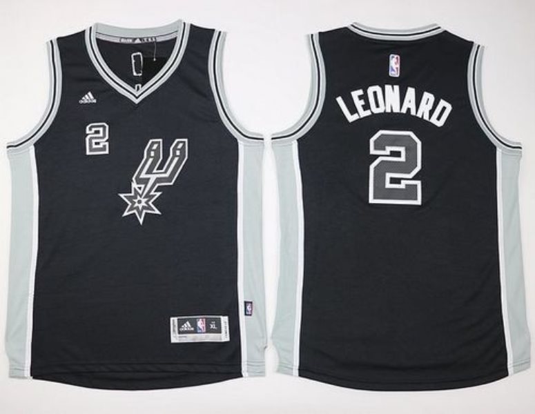 NBA Spurs 2 Kawhi Leonard Black New Road Youth Jersey