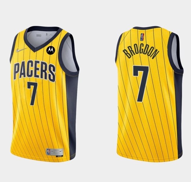 NBA Pacers 7 Malcolm Brogdon Yellow Nike Men Jersey