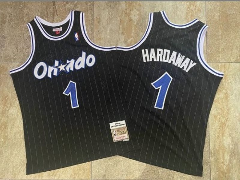 NBA Magic 1 Anfernee Hardaway Black 1994-95 Hardwood Classics Men Jersey
