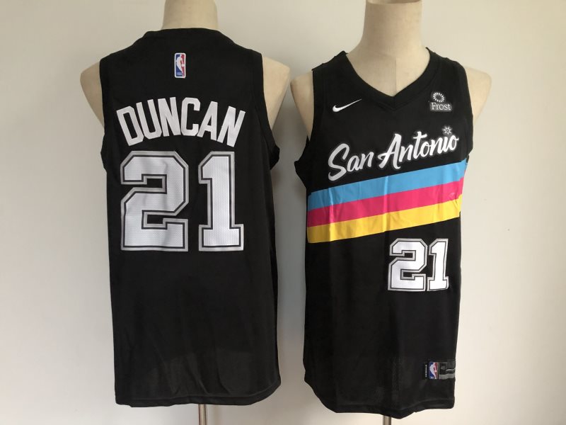 NBA Spurs 21 Tim Duncan Black 2020 New City Nike Men Jersey