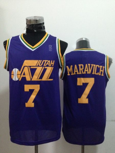 NBA Jazz 7 Pete Maravich Purple Throwback Men Jersey