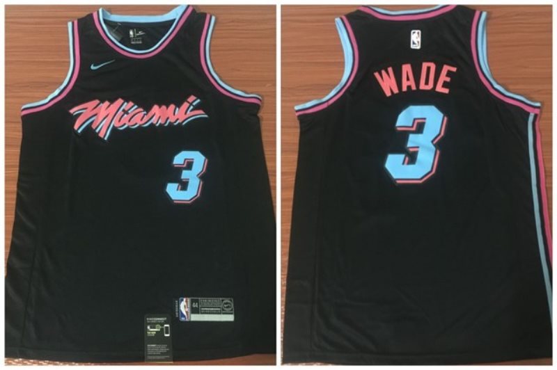 NBA Heat 3 Dwyane Wade Black Nike City Edition Swingman Men Jersey
