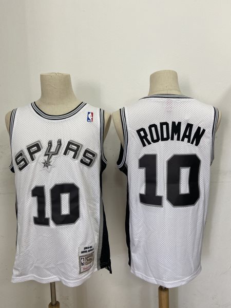 NBA Spurs 10 Dennis Rodman White 1993-94 Hardwood Classics Men Jersey