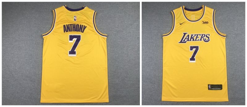NBA Lakers 7 Carmelo Anthony Yellow Nike Men Jersey