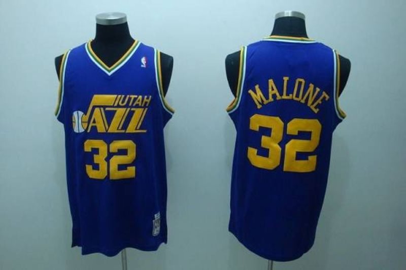 NBA Jazz 32 Karl Malone Blue Throwback Men Jersey