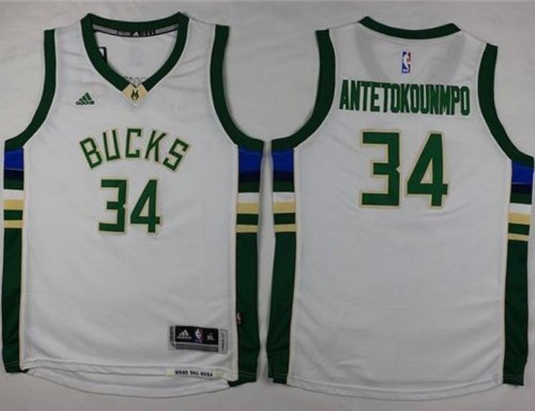 NBA Bucks 34 Giannis Antetokounmpo White Youth Jersey