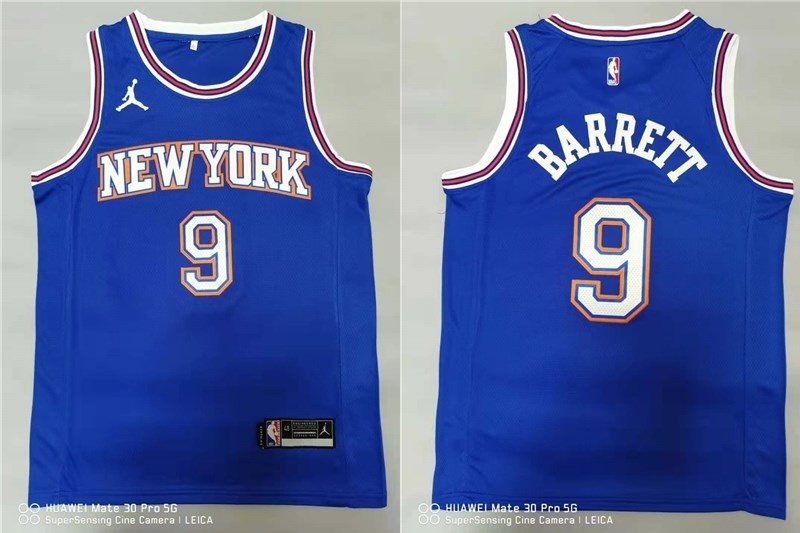 NBA Knicks 9 R.J. Barrett Blue Nike Men Jersey