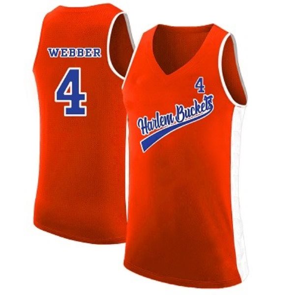Harlem Buckets 4 Chris Webber Orange Uncle Drew Basketball Men Jersey