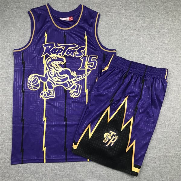 NBA Raptors 15 Vince Carter Purple 1998-99 Hardwood Classics Men Jersey(With Shorts)