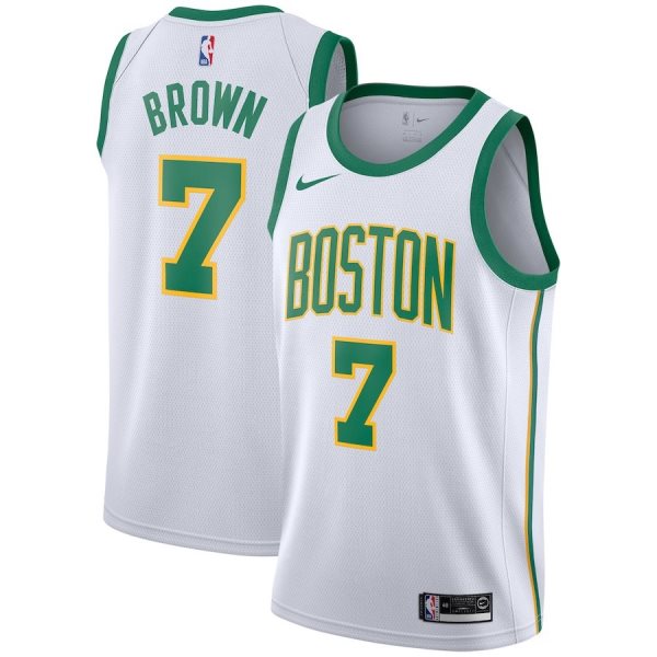 NBA Celtics 7 Jaylen Brown White 2018-19 City Edition Edition Nike Men Jersey