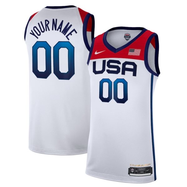 USA Basketball Customized 2021 Tokyo Olympics White Home Men Jersey