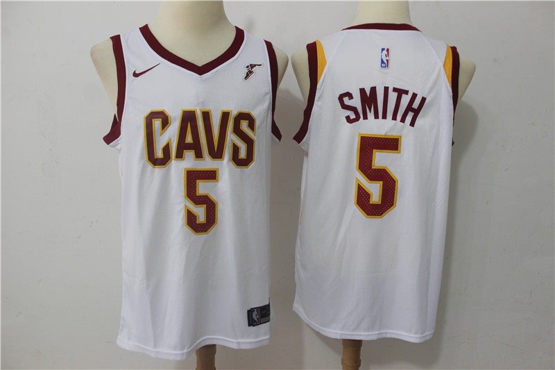 NBA Cavaliers 5 J.R. Smith White Nike Swingman Men Jersey