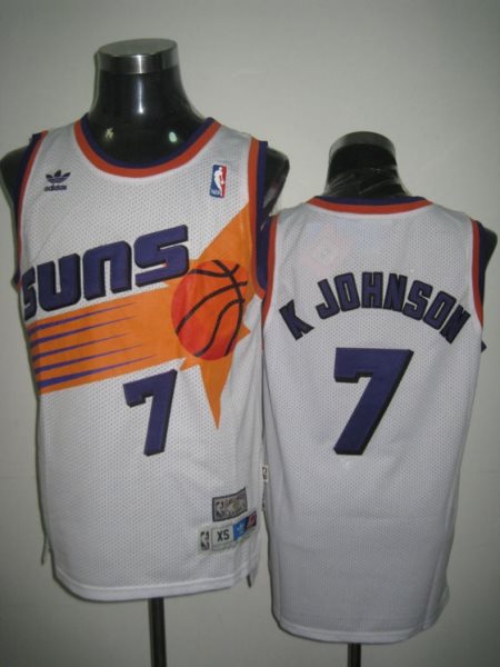 NBA Phoenix Suns 7 K Johnson Throwback White Men Jersey