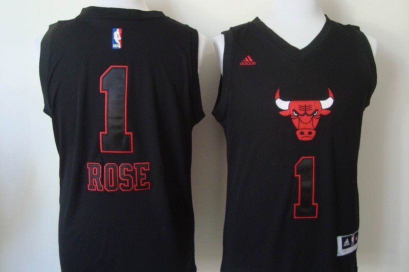 NBA Bulls 1 Rose Black Fashion Men Jersey