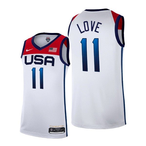 USA Basketball 11 Kevin Love 2021 Tokyo Olympics White Home Men Jersey