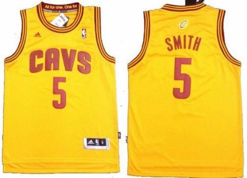 NBA Cavaliers 5 J.R. Smith Yellow Revolution 30 Men Jersey