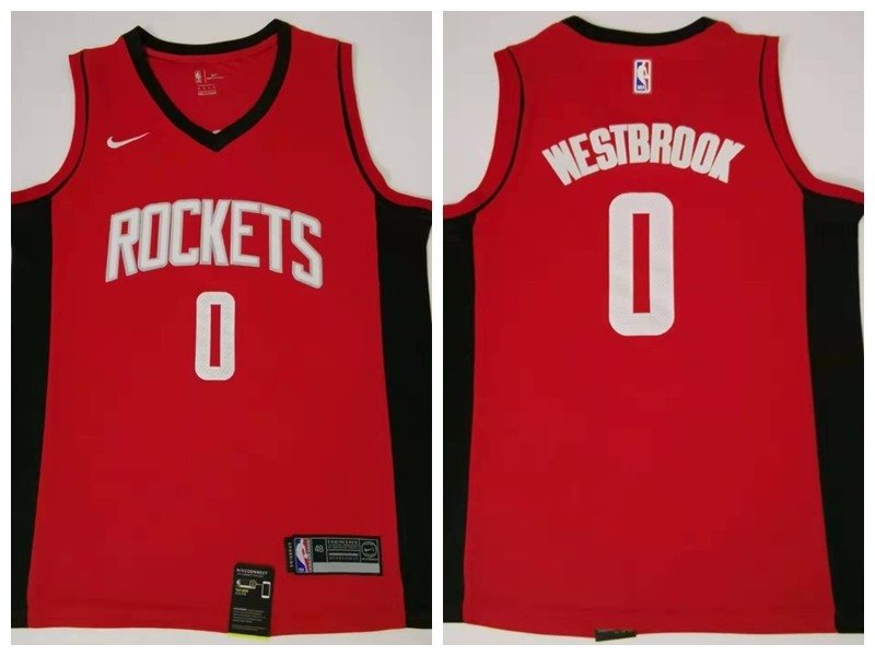 NBA Houston Rockets 0 Russell Westbrook Red Icon Nike Men Jersey