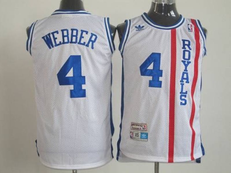NBA Kings 4 Chris Webber White Throwback Men Jersey