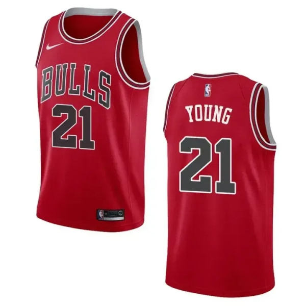 NBA Bulls 21 Thaddeus Young Red Nike Men Jersey
