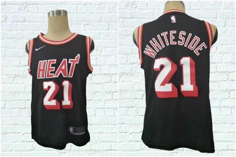 NBA Heat 21 Hassan Whiteside Black Nike Throwback Men Jersey