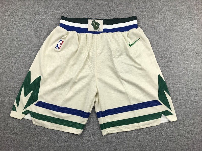 NBA Bucks city cream style shorts