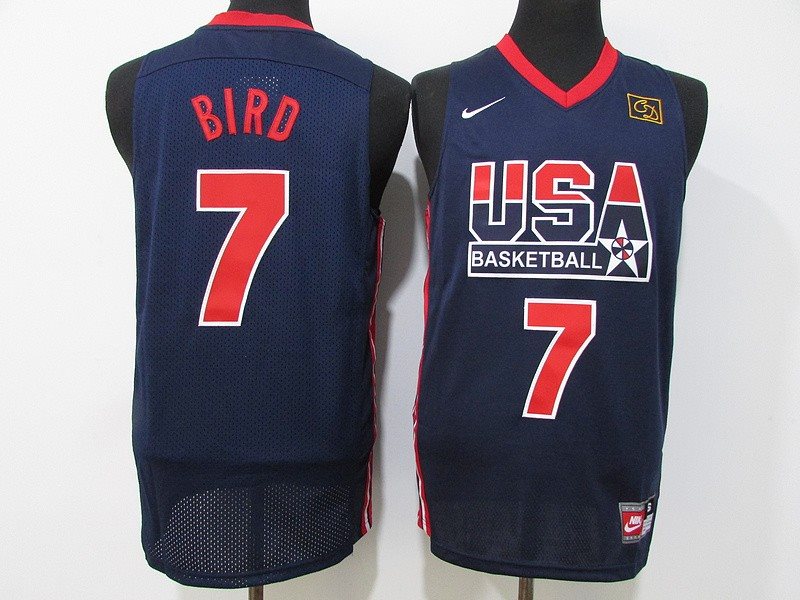 Basketball 2012 Team USA 7 Larry Bird Dark Blue Men Jersey
