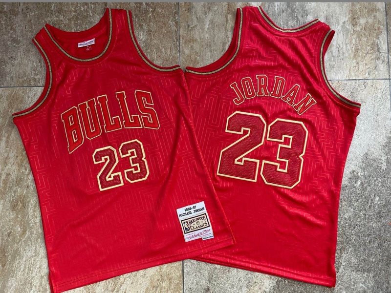 NBA Bulls 23 Michael Jordan Red 1996-97 Hardwood Classics Men Jersey