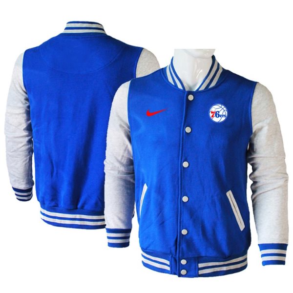 NBA Philadelphia 76ers Blank Blue Grey Nike Wool Jacket