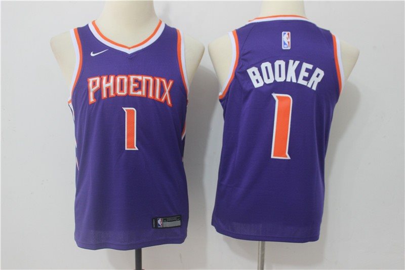 NBA Suns 1 Devin Booker Purple Nike Swingman Youth Jersey