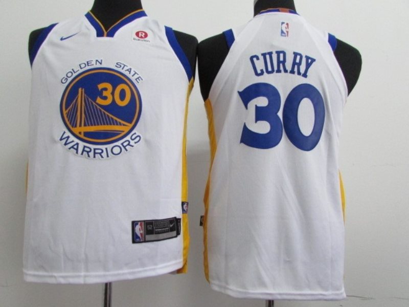 NBA Warriors 30 Stephen Curry 2017-18 Season White Nike Youth Jersey